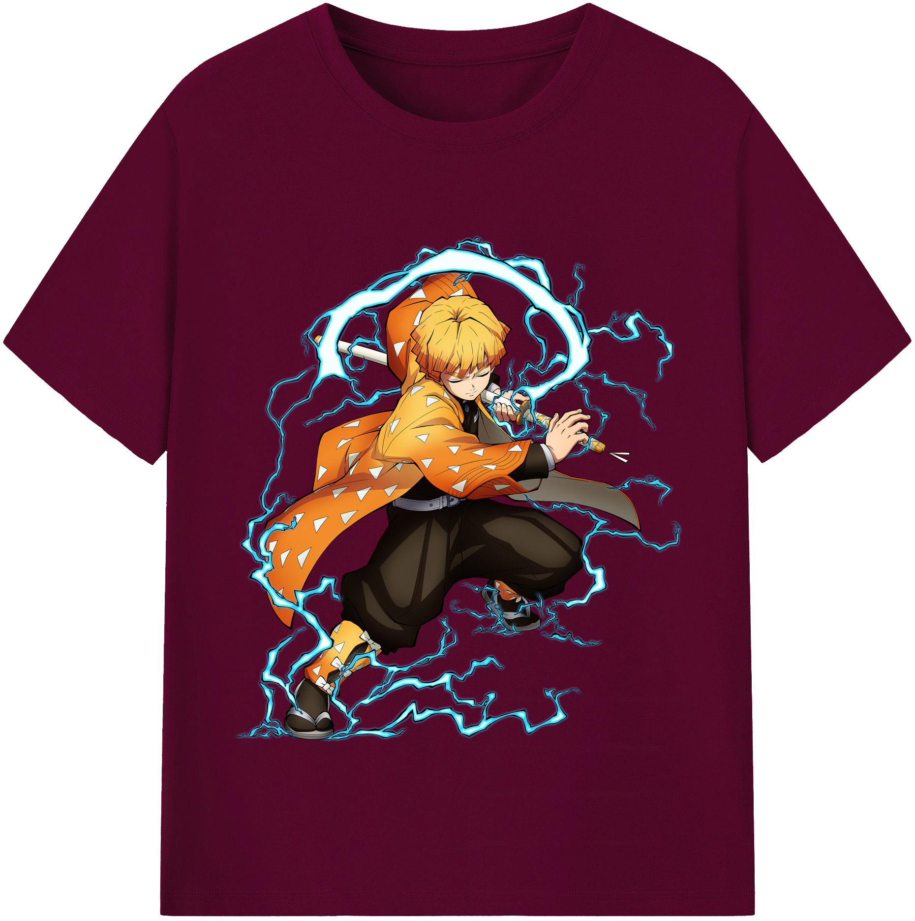 （画像用） 鬼滅の刃（きめつのやいば）我妻 善逸／あがつま ぜんいつ Agatsuma Zenitsu レディースカジュアルプリントTシャツ（綿100％）